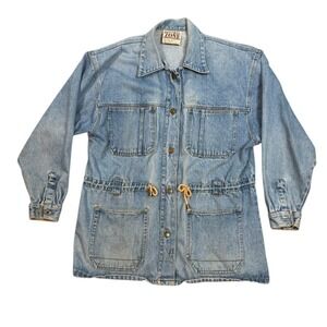 Vintage Neutral‎ Zone Womens Cinch Waist Denim Chore Jacket Medium
